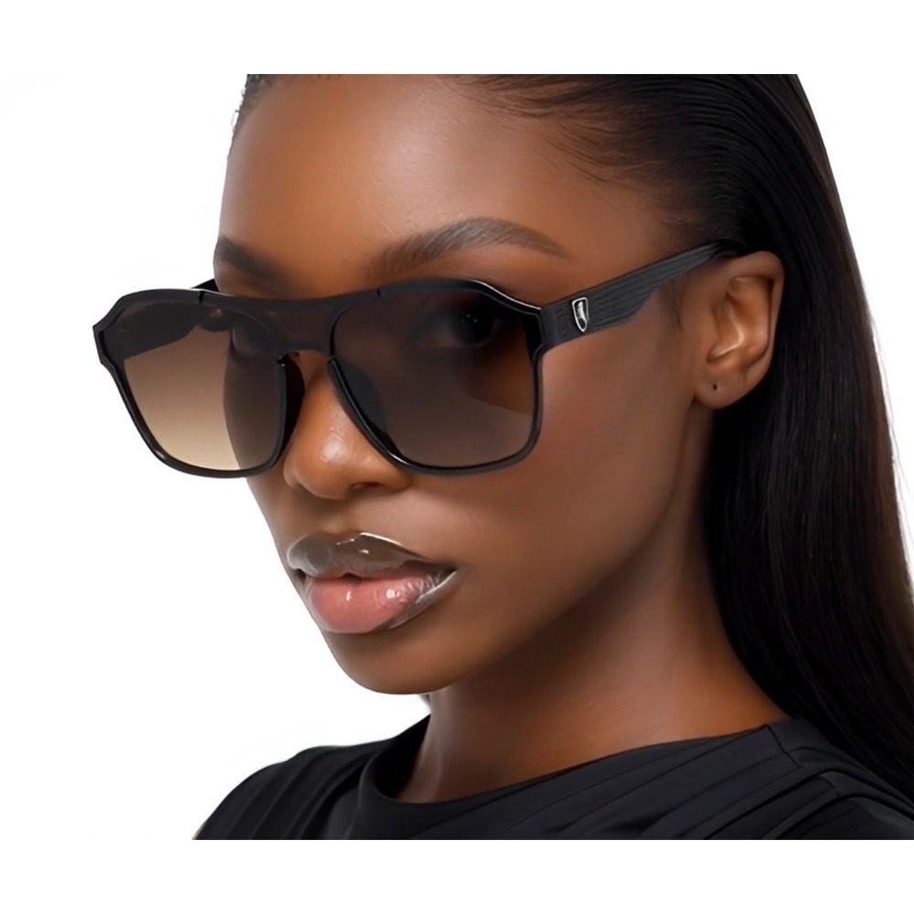 Women‎ Brown Lens Lentes Square Sunglasses Shield Flat Top Style Fashion Shades